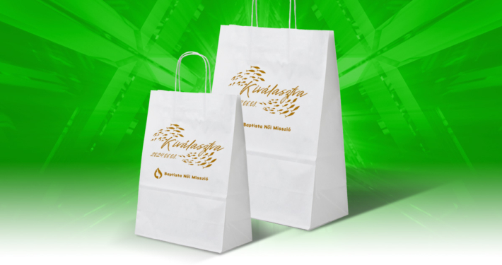 Sodrottfüles papírtáska fehér logózott - Baptista